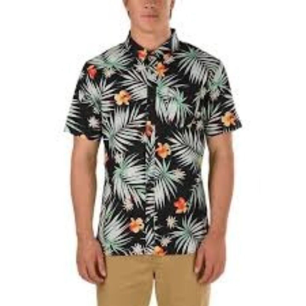 Vans Daintree Tailored Fit Tropical Print Short Sleeve Button Up Shirt Size M